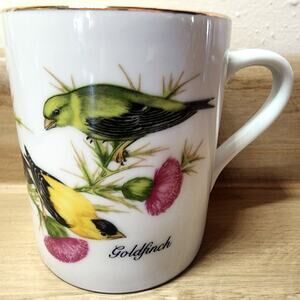 John James Audubon 1985 Goldfinch Mug Porcelain Gold Trim